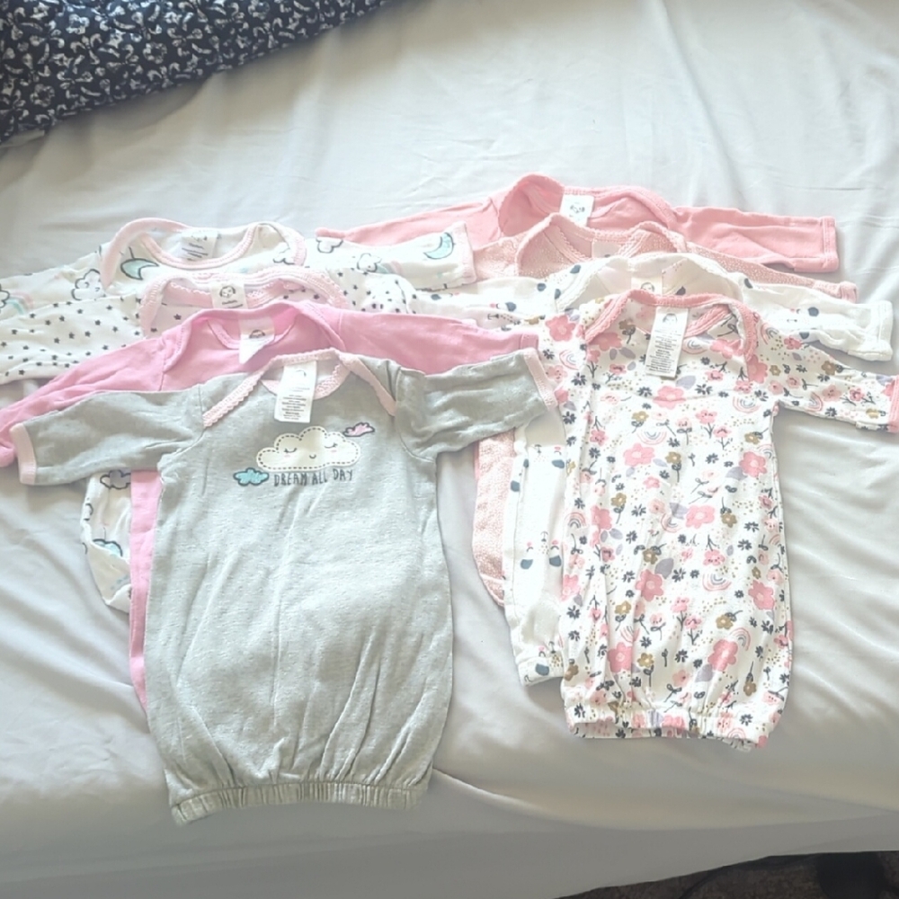 Gerber Pink and Gray Baby Gowns